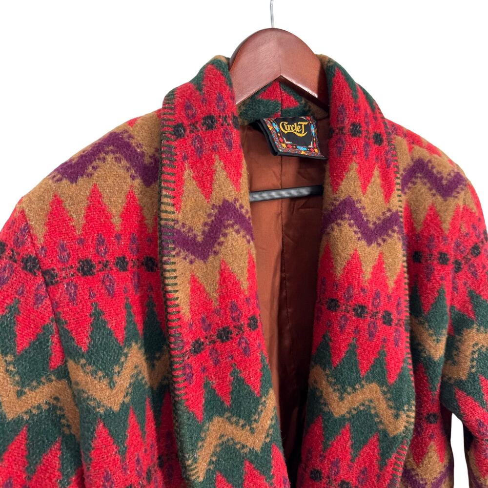 Circle T Womens Sz Medium 100% Wool Aztec Western Jacket Coat Shirt Top Artsy - Picture 4 of 10